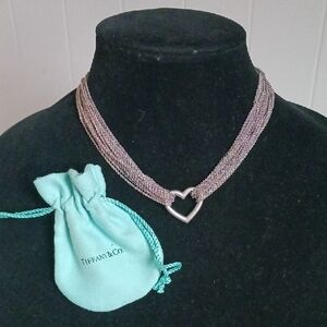 Tiffany & Co. Sterling Heart Multi-Strand Toggle Necklace.